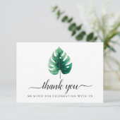 Waterverf Groen Monstera Leaf Dank u Kaart (Staand voorkant)