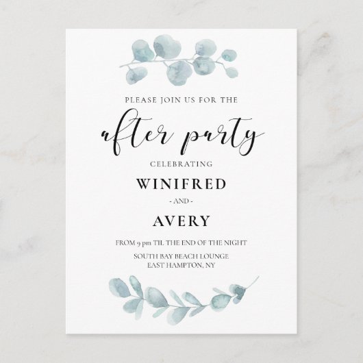 Waterverf groen na feestuitnodiging briefkaart (Voorkant)