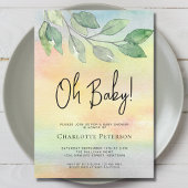 Waterverf groen Oh Baby Baby shower Kaart