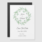 Waterverf Groen Olijf Krans Save The Date Magnetische Uitnodiging (Voorkant / Achterkant)