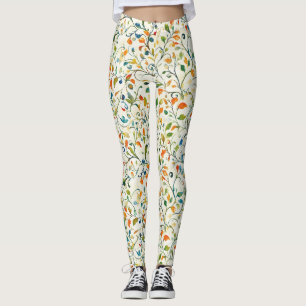 Waterverf Groen Oranje Europese Tuin Leggings