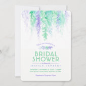 Waterverf groen paarse bruidsdouche uitnodigingen (Voorkant)