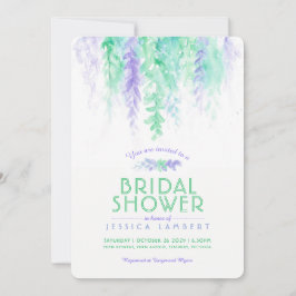 Waterverf groen paarse bruidsdouche uitnodigingen
