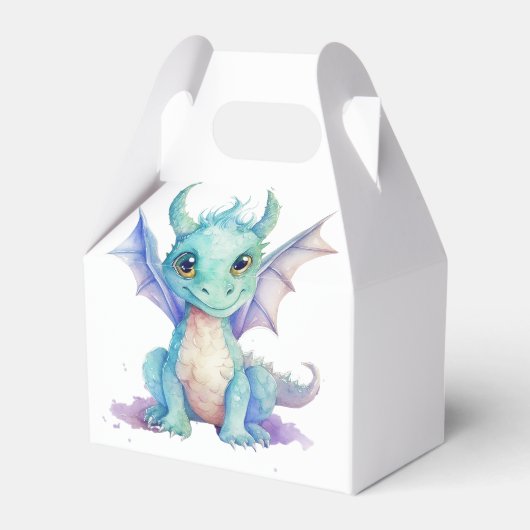 Waterverf Groen Paarse Dragon Boy Verjaardagsfeest Bedankdoosjes (Achterkant)