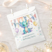 Waterverf Groen Paarse Dragon Boy Verjaardagsfeest Bedankzakje (Geknipt)