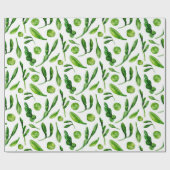 Waterverf groen patroon. Botanische bloemen Cadeaupapier (Vlak)