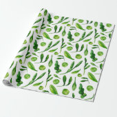 Waterverf groen patroon. Botanische bloemen Cadeaupapier (Uitgerold)