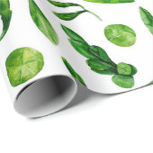 Waterverf groen patroon. Botanische bloemen Cadeaupapier (Rol Hoek)