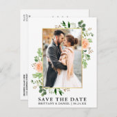 Waterverf groen perzik Rozen opslaan van de datum Briefkaart (Voorkant / Achterkant)