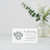 Waterverf GROEN Pet Sitter Grooming Paw Visitekaartje (Staand voorkant)