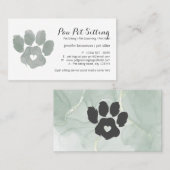 Waterverf GROEN Pet Sitter Grooming Paw Visitekaartje (Voorkant / Achterkant)