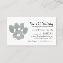 Waterverf GROEN Pet Sitter Grooming Paw Visitekaartje