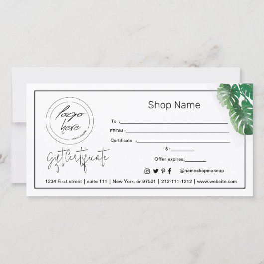 Waterverf Groen Plant Cadeaubon (Achterkant)