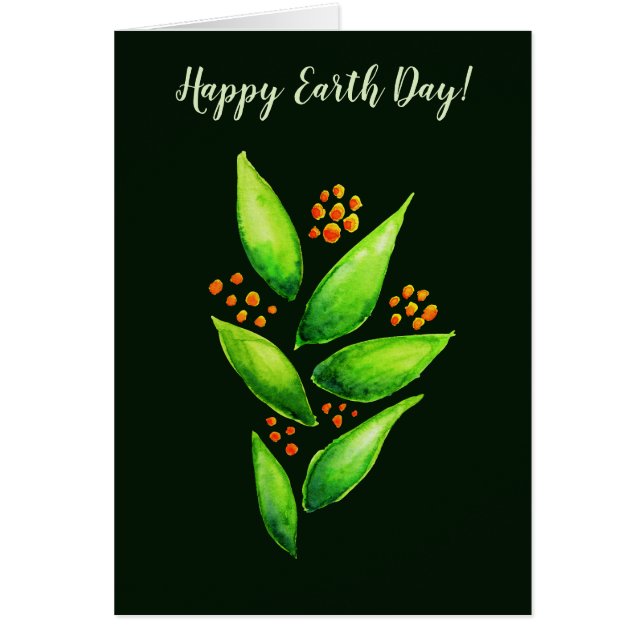 Waterverf Groen Plant Sinaasappel Berries Earth Da (Voorkant)