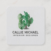 Waterverf Groen Plant Vierkante Visitekaartje (Voorkant)
