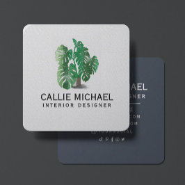 Waterverf Groen Plant Vierkante Visitekaartje