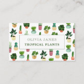 Waterverf groen potten plant visitekaartje (Voorkant)