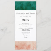 Waterverf Groen Roze Formele Moderne Trouw Menu (Voorkant)