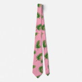 Waterverf Groen & Roze Palmboom Bladpatroon Stropdas (Voorkant)