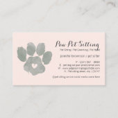 Waterverf GROEN roze Pet Sitter Grooming Paw Visitekaartje (Voorkant)