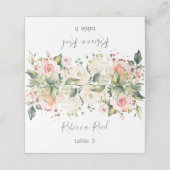 Waterverf groen, roze rozen Trouwtafel Plaatskaartje (Buitenkant ongevouwen)