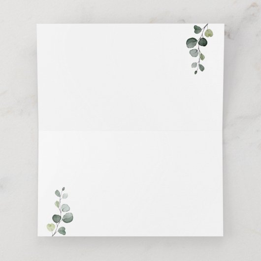 Waterverf groen, roze rozen Trouwtafel Plaatskaartje (Binnenkant ongevouwen)