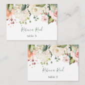 Waterverf groen, roze rozenplaatje visitekaartje (Voorkant / Achterkant)