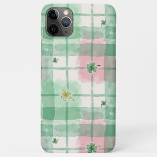 Waterverf groen & roze ruitjespatroon Lucky Clover Case-Mate iPhone Case