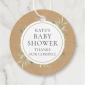 Waterverf Groen Rustiek Kraft Baby shower Bedankjes Labels (Voorkant)
