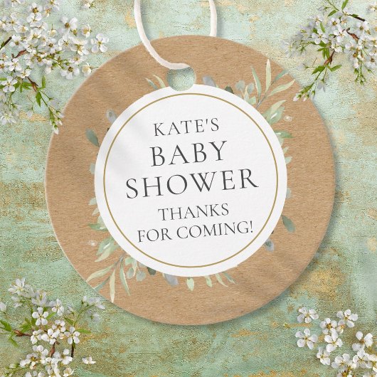 Waterverf Groen Rustiek Kraft Baby shower Bedankjes Labels