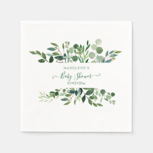 Waterverf groen, rustieke eucalyptus Baby shower Servet