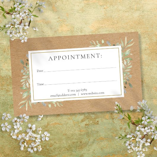 Waterverf groen rustieke kraft afspraakkaart visitekaartje