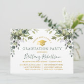 Waterverf Groen Salie Groen Goud Afstudeerder Part Kaart (Staand voorkant)