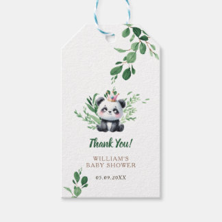 Waterverf groen Schattigee panda douche Dank u Cadeaulabel