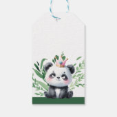Waterverf groen Schattigee panda douche Dank u Cadeaulabel (Achterkant)
