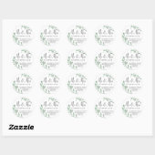 Waterverf groen script bruiloft retour adres ronde sticker (Vel)