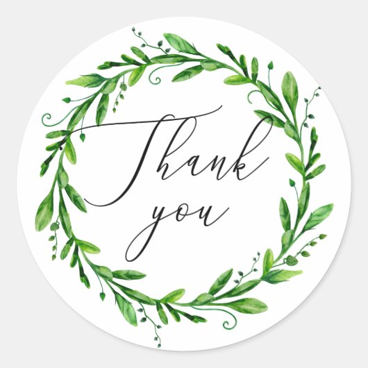 Waterverf groen script trouw bedankt ronde sticker (Voorkant)
