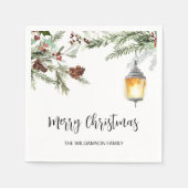 Waterverf groen Script Vrolijk kerstfeest Servet (Voorkant)