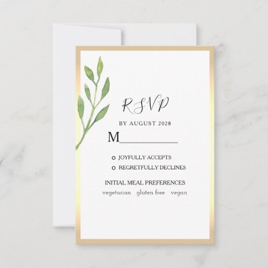 Waterverf groen smaragd groene bruiloft RSVP kaartje (Voorkant)
