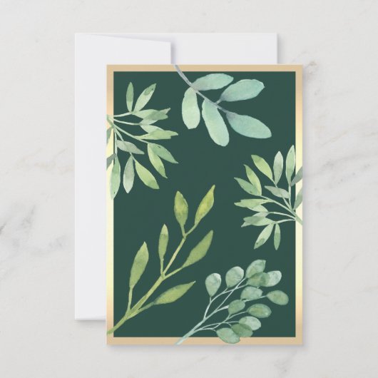 Waterverf groen smaragd groene bruiloft RSVP kaartje (Achterkant)