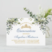 Waterverf Groen Stoffig Blauw Quinceanera Party Kaart (Staand voorkant)