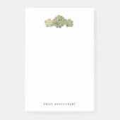 Waterverf Groen Succulent Persoonlijk Monogram Post-it® Notes (Voorkant)