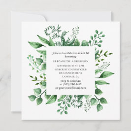 Waterverf groen Sweet 16. Groene 16e verjaardag Kaart