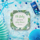 Waterverf groen tropisch blad Baby shower Papieren Bordje (Feest)