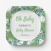 Waterverf groen tropisch blad Baby shower Papieren Bordje (Voorkant)