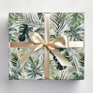Waterverf Groen Tropisch Bos Bladeren Patroon Cadeaupapier
