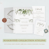 Waterverf groen tropische bladeren bruiloft kaart