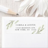 Waterverf groen Twig Return-adres Etiket (Insitu)