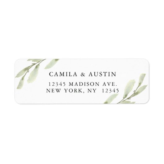 Waterverf groen Twig Return-adres Etiket (Voorkant)