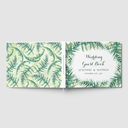 Waterverf groen varen bladeren bruiloft gastenboek (Volledig)
